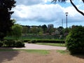 EUR city park, beautiful area of Ã¢â¬â¹Ã¢â¬â¹the city of Rome. In the distance you can see the pond, around which many practice sports.